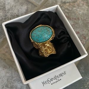 Yves Saint Laurent Arty Ring : Gold & Turquoise - Size 8